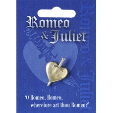 Romeo & Juliet Heart Pin Badge - Pewter