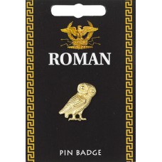 Large Roman Owl Pin Badge - Gold Plated
