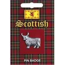 Highland Cow Pin Badge - Pewter