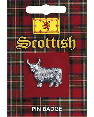 Highland Cow Pin Badge - Pewter