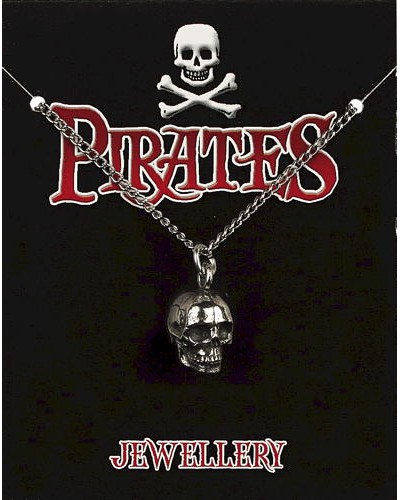 Pirate Skull Pendant on Chain - Pewter