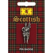 Scottish Piper Pin Badge - Pewter