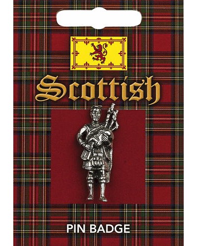 Scottish Piper Pin Badge - Pewter