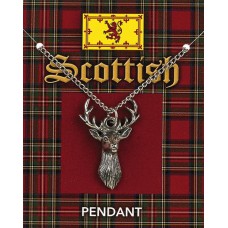 Scottish Stag Pendant on Chain - Pewter