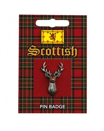 Scottish Stag Pin Badge - Pewter