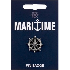 Ships Wheel Pin Badge - Pewter