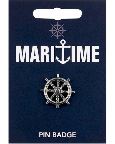 Ships Wheel Pin Badge - Pewter