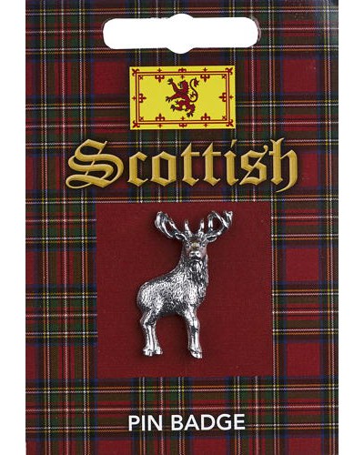Scottish Whole Stag Pin Badge - Pewter