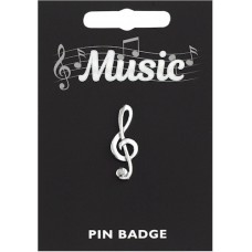 Treble Clef Pin Badge - Pewter