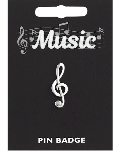 Treble Clef Pin Badge - Pewter