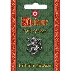 Tudor Rampant Lion Pin Badge - Pewter