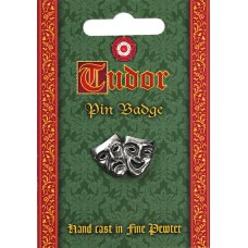 Tudor Theatrical Masks Pin Badge - Pewter