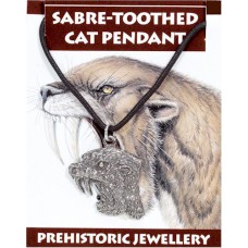 Sabre-Toothed Cat Pendant - Pewter