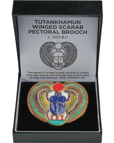 Tutankhamun Winged Scarab Enamelled Brooch