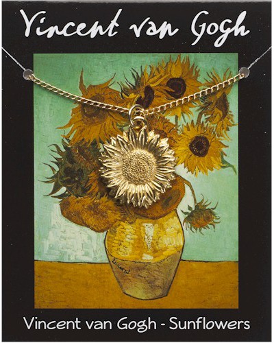 Van Gogh Sunflower Pendant on Chain - Gold Plated