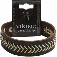 Viking Stitched Leather Button Stud Bracelet (2 Designs)