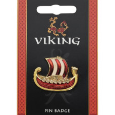 Viking Enamelled Ship Double Pin Badge