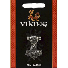 Thors Hammer Pin Badge - Pewter