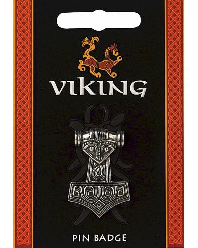 Thors Hammer Pin Badge - Pewter