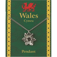 Daffodil Pendant on Chain - Pewter