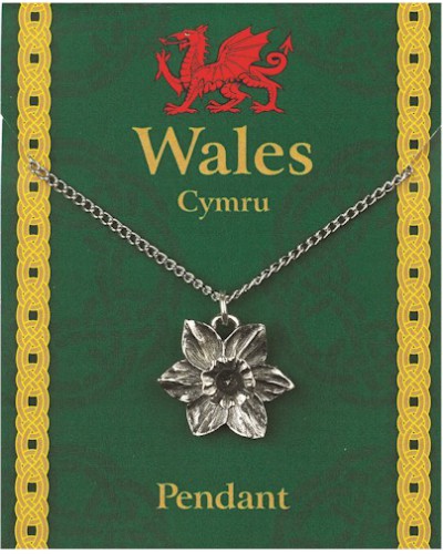 Daffodil Pendant on Chain - Pewter