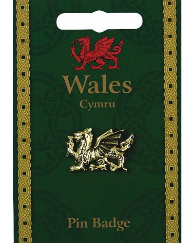 Welsh Dragon Pin Badge - Gold Plated