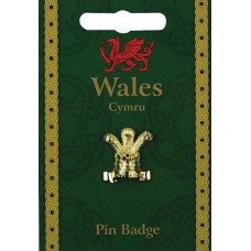 Prince of Wales Feathers Pin Badge - Gold Plated