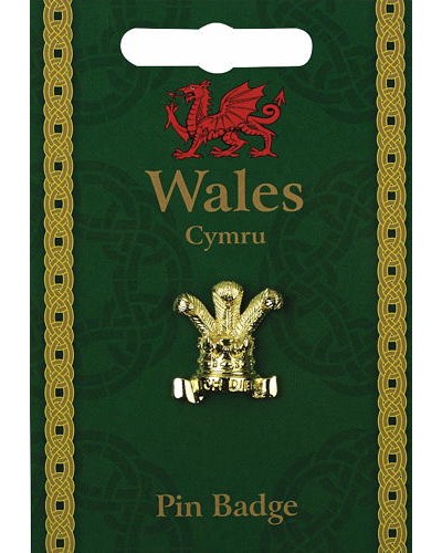 Prince of Wales Feathers Pin Badge - Gold Plated