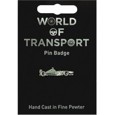 Racing Car Pin Badge - Pewter
