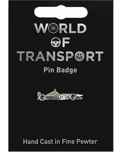 Racing Car Pin Badge - Pewter