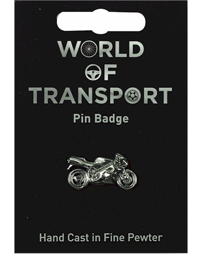 Sport Bike Pin Badge - Pewter