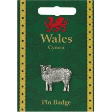 Welsh Sheep Pin Badge - Pewter