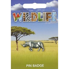 Rhino Pin Badge - Pewter